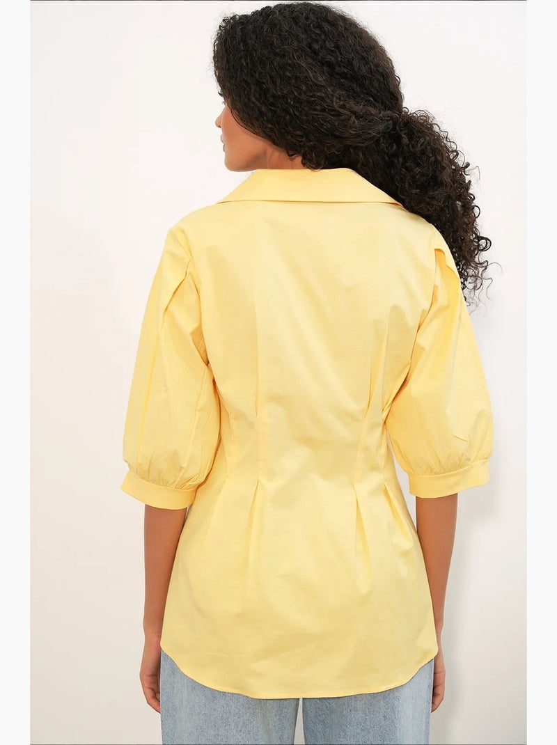 Chemise femme en mélange de coton bdart Jaune citron - Kiabi