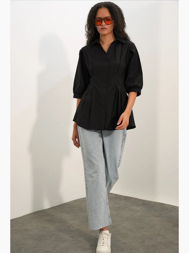 Chemise femme en mélange de coton bdart Noir - Kiabi