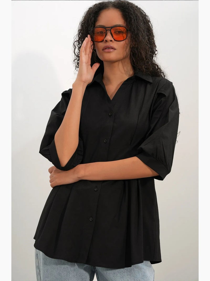 Chemise femme en mélange de coton bdart Noir - Kiabi