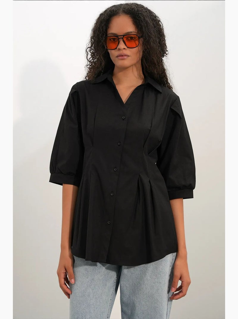 Chemise femme en mélange de coton bdart Noir - Kiabi