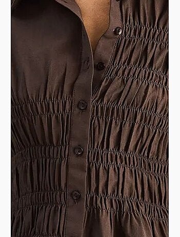 Chemise femme en popeline de mélange de coton coupe normale lucci