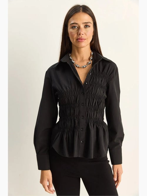 Chemise femme en popeline de mélange de coton coupe normale lucci - Kiabi