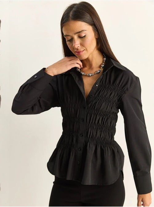 Chemise femme en popeline de mélange de coton coupe normale lucci - Kiabi