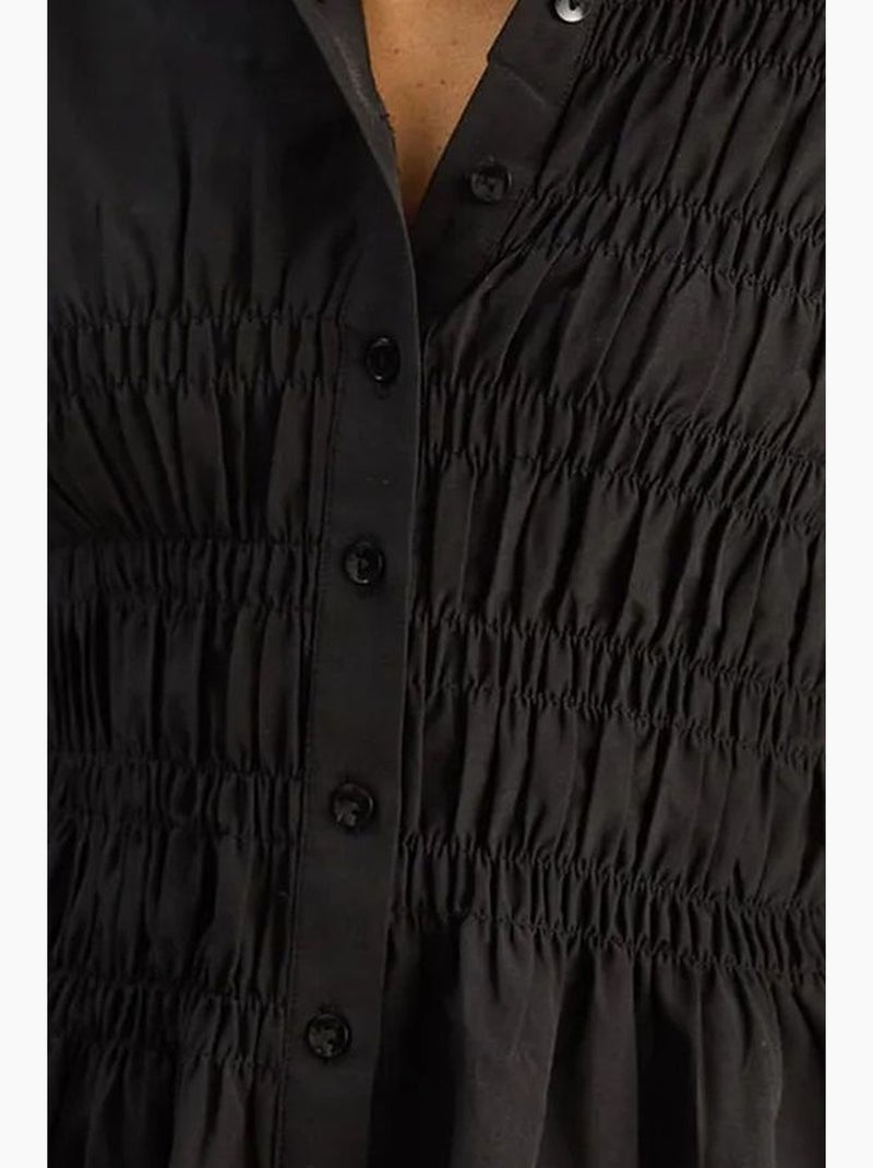 Chemise femme en popeline de mélange de coton coupe normale lucci Noir - Kiabi
