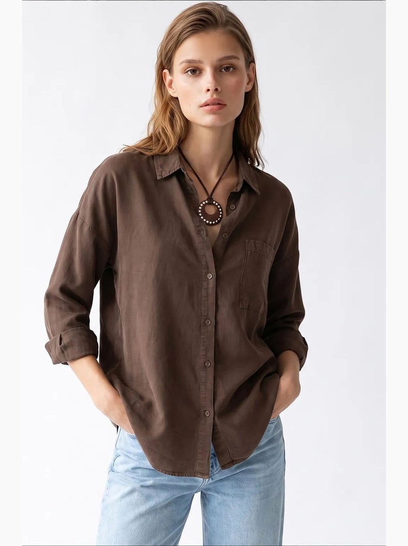 Chemise femme en tencel mixray Marron - Kiabi