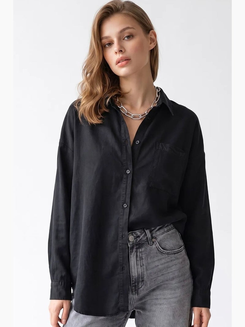 Chemise femme en tencel mixray Noir - Kiabi