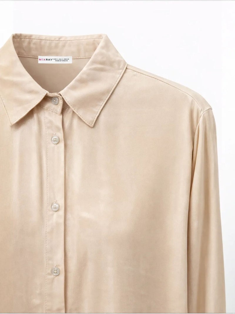 Chemise femme longue mixray Beige argile - Kiabi