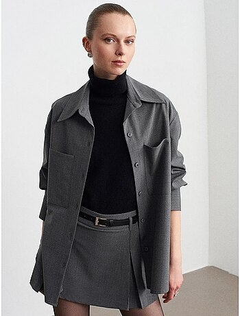 Chemise femme longue oversize à poche dilvin