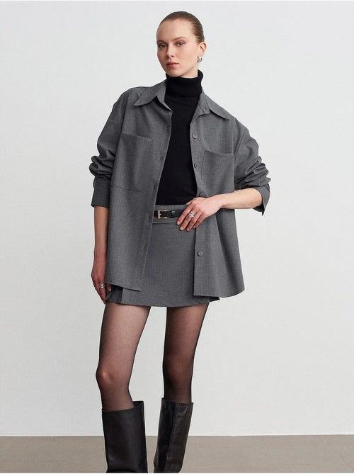 Chemise femme longue oversize à poche dilvin - Kiabi