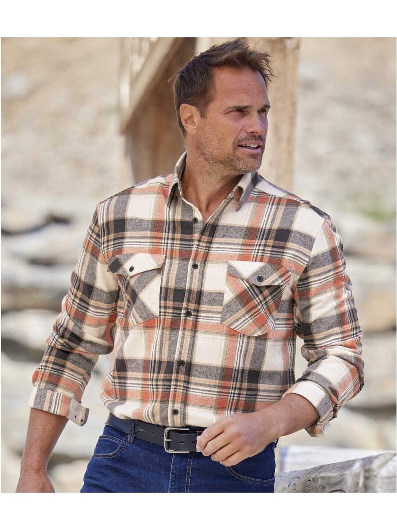 Chemise flanelle - atlas for men Blanc Orange - Kiabi