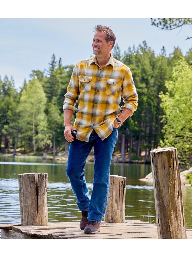 Chemise flanelle - atlas for men Gris Jaune - Kiabi
