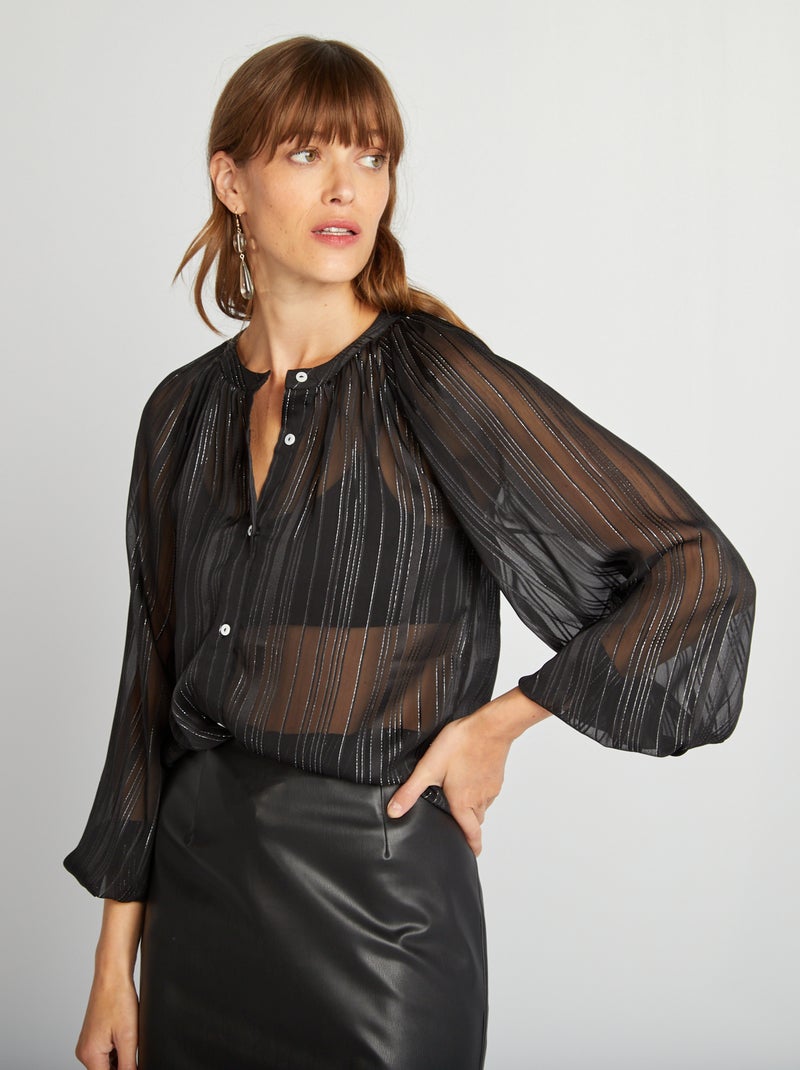 Chemise fluide avec fils métallique noir - Kiabi