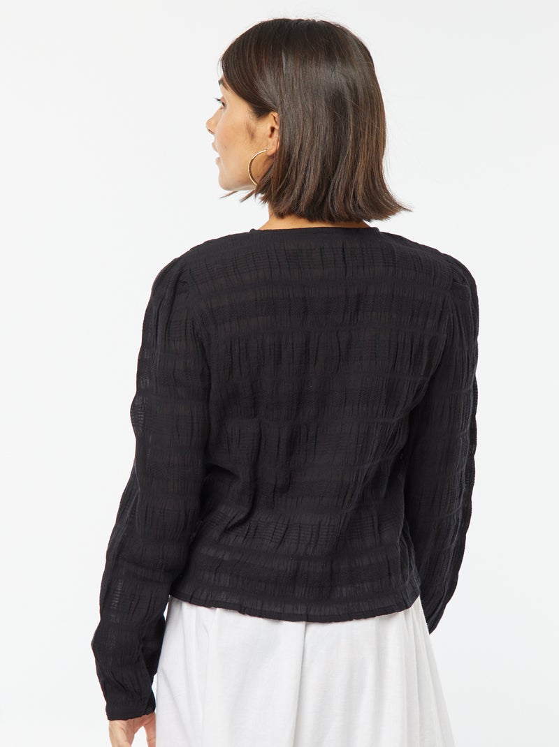 Chemise fluide en maille fantaisie noir - Kiabi