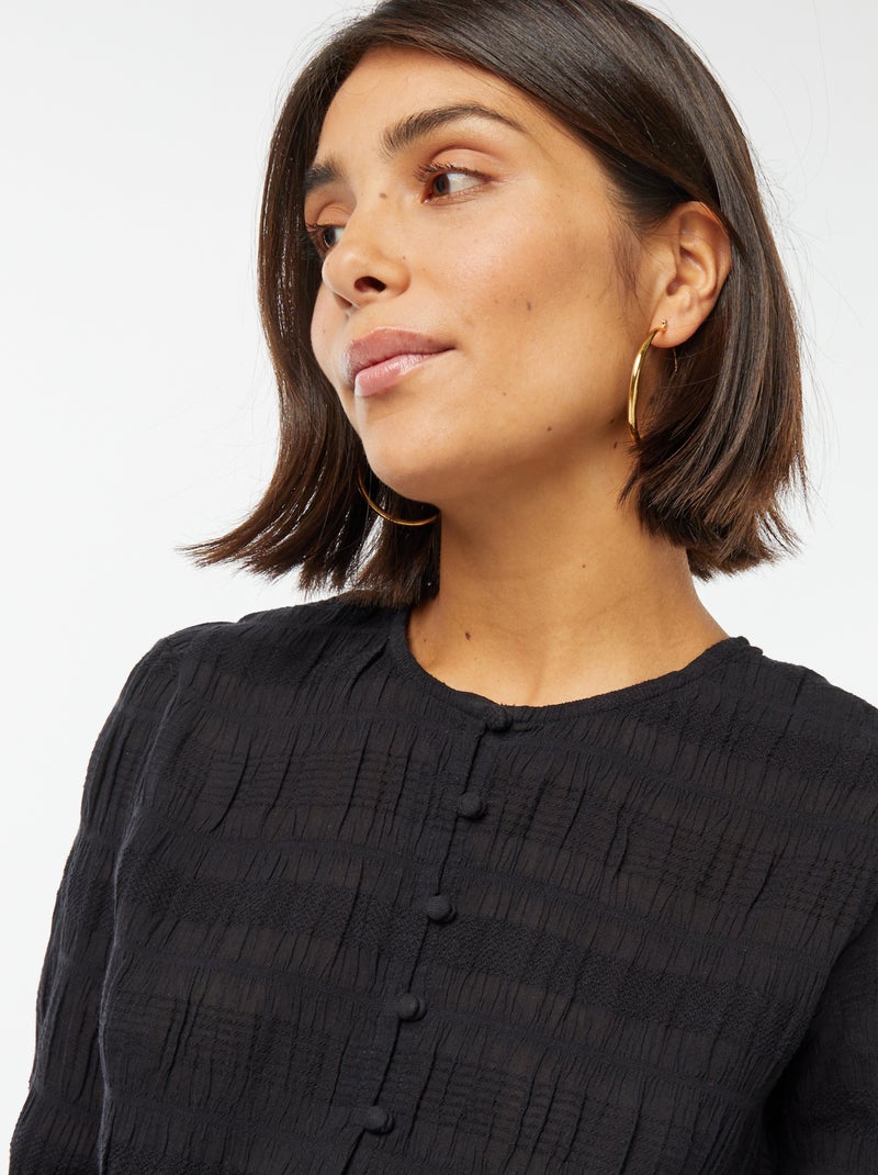 Chemise fluide en maille fantaisie noir - Kiabi