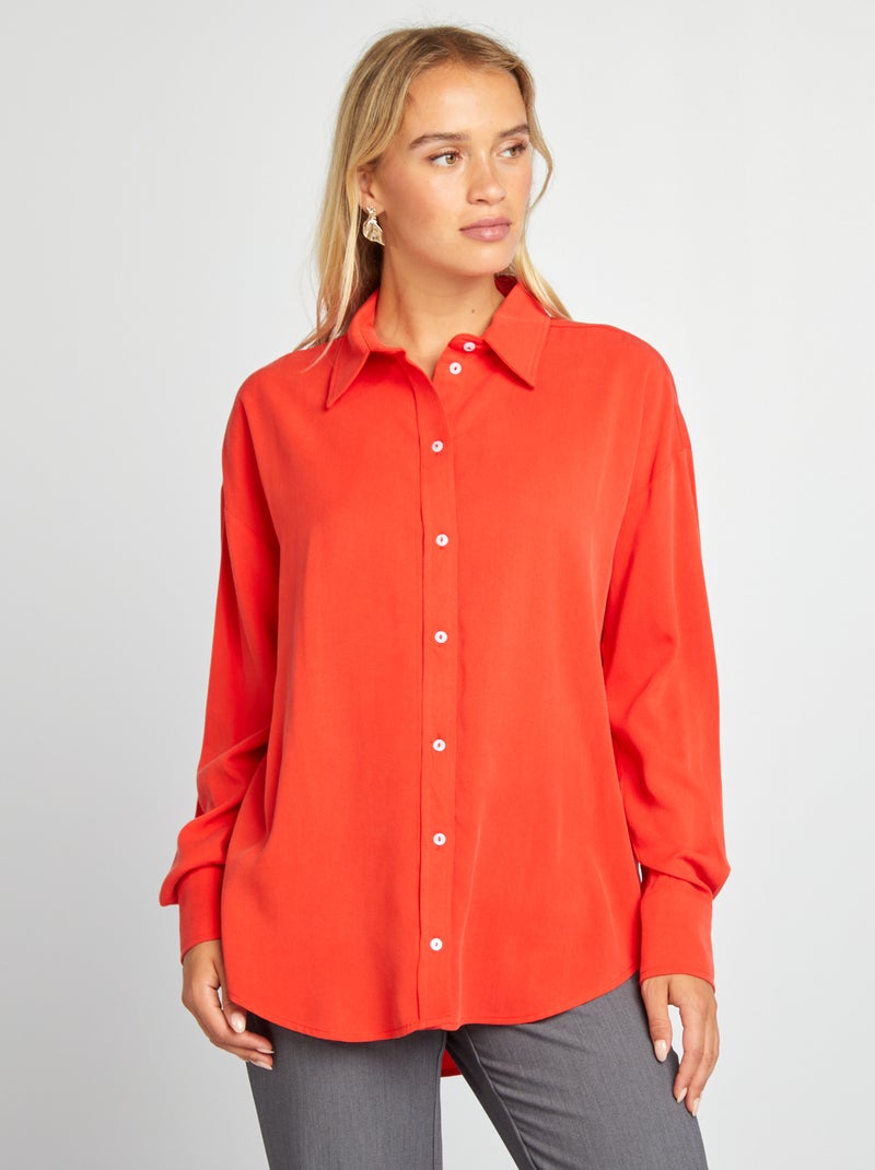 Chemise fluide en matière crêpe Rouge Kiabi