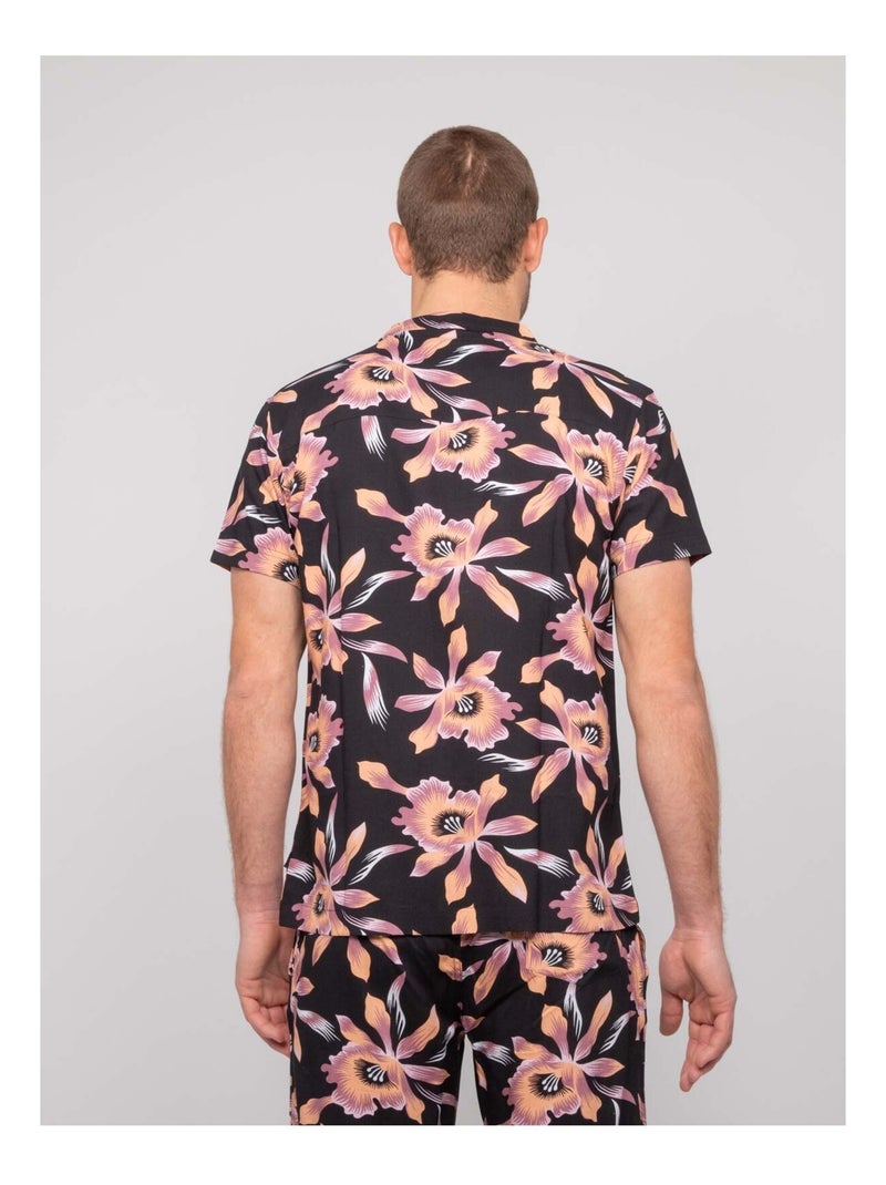 Chemise fluide manches courtes motifs daliwai Noir - Kiabi