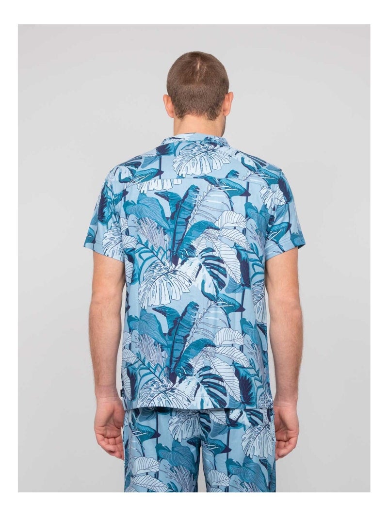 Chemise fluide manches courtes motifs damaulu Bleu - Kiabi