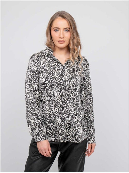 Chemise fluide motif animalier noir et blanc ophir - Kiabi