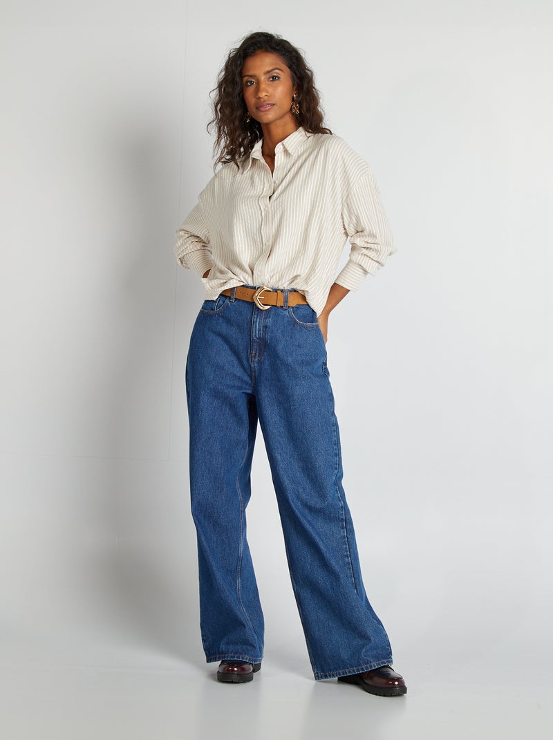 Chemise fluide oversize Beige rayé - Kiabi
