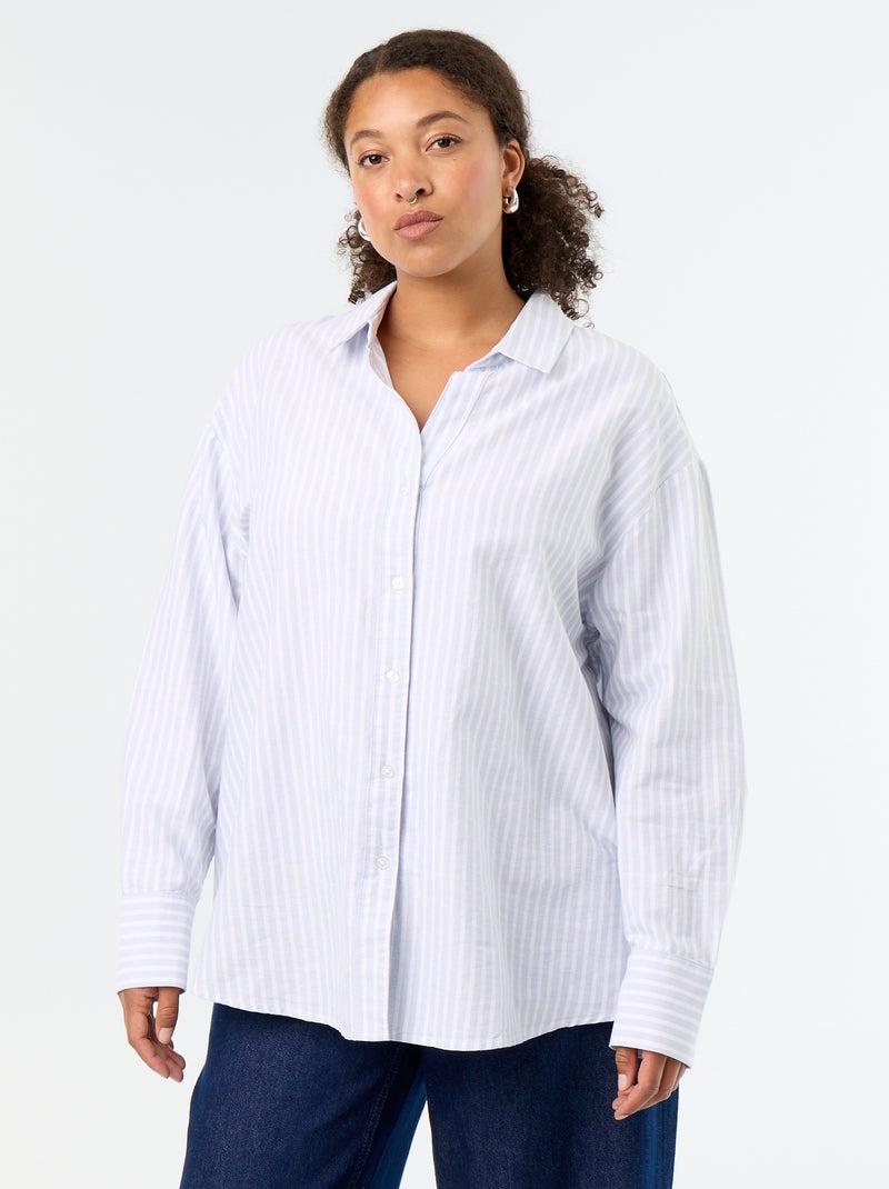 Chemise fluide oxford à rayures Bleu - Kiabi