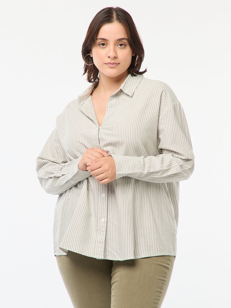 Chemise fluide oxford Kaki - Kiabi
