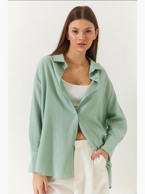 Chemise froissée basique surdimensionnée à épaules dénudées lucci - Kiabi