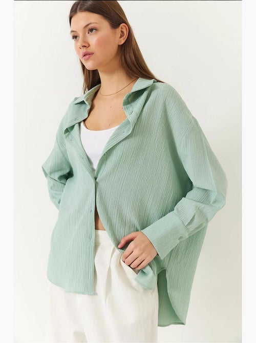 Chemise froissée basique surdimensionnée à épaules dénudées lucci - Kiabi