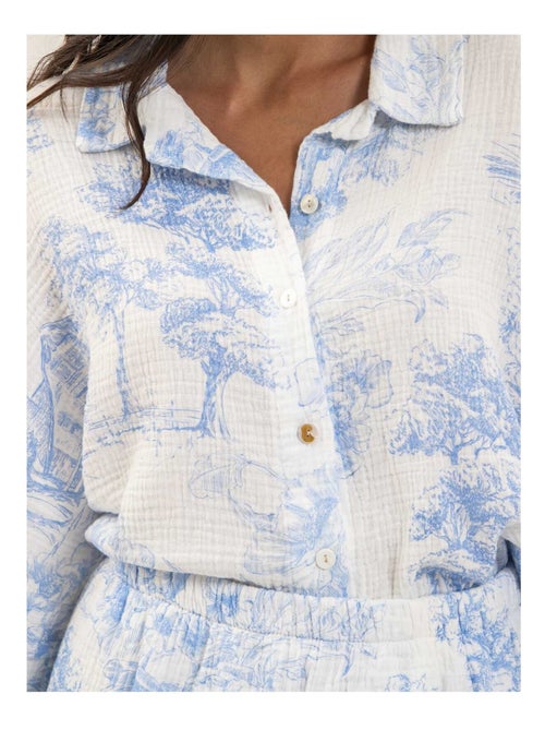 Chemise gaze de coton motifs toile de jouy olea - Kiabi Chemise gaze de coton motifs toile de jouy olea - Kiabi
