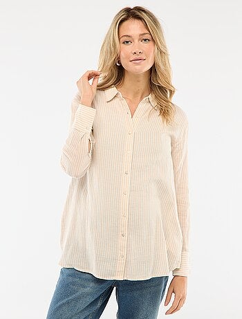 Chemise grossesse en coton rayée