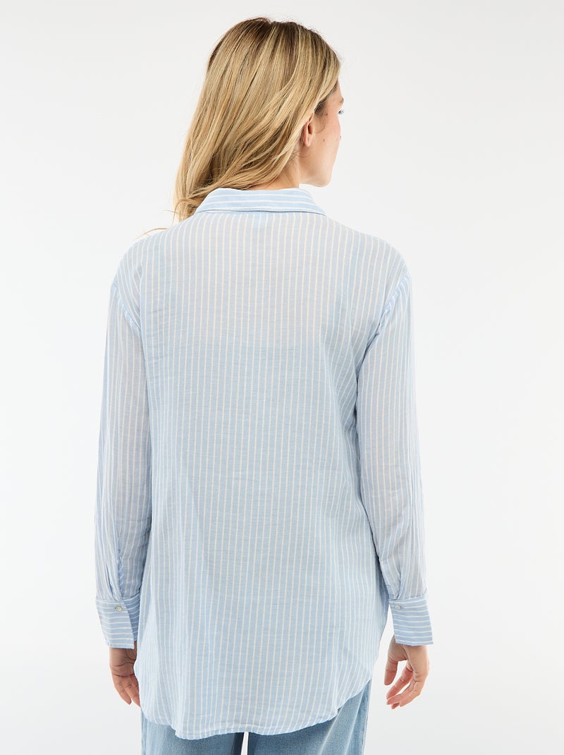 Chemise grossesse en coton rayée Bleu - Kiabi