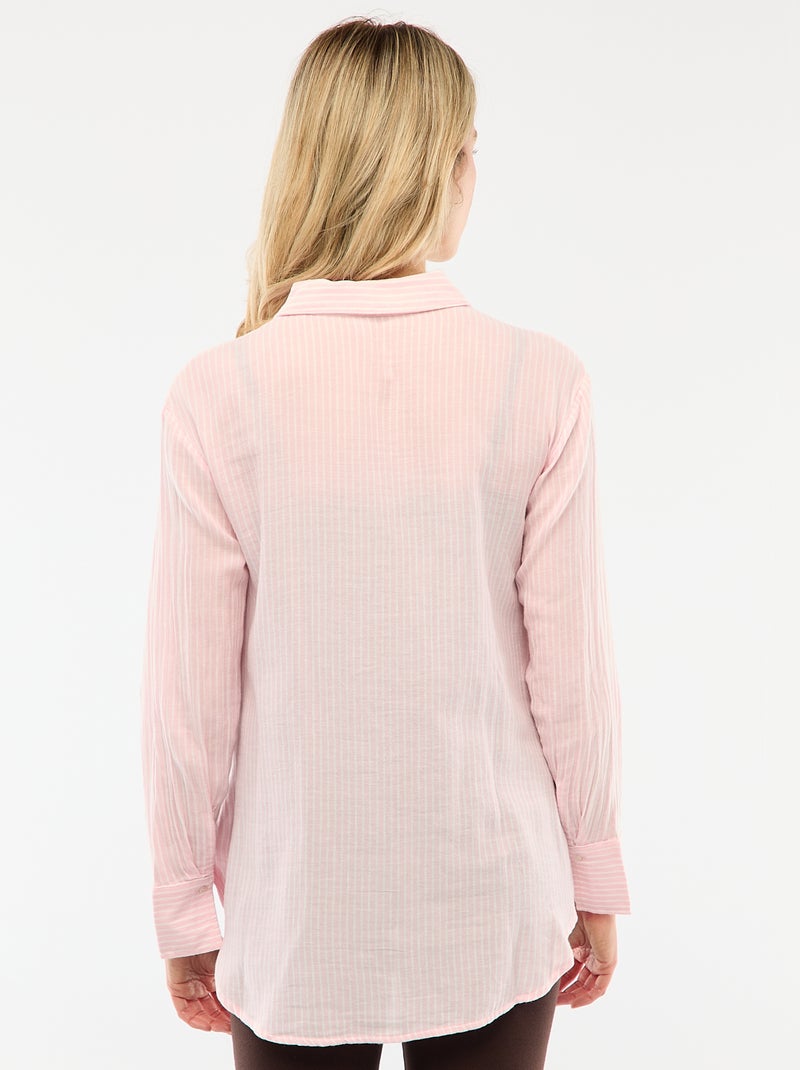 Chemise grossesse en coton rayée Rose - Kiabi