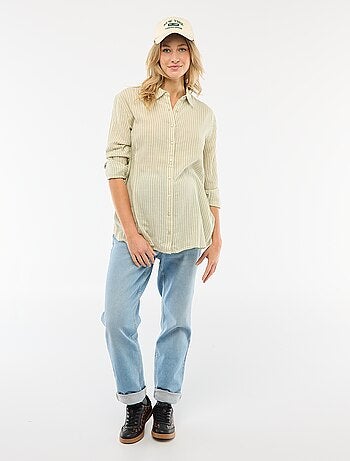 Chemise grossesse en coton rayée