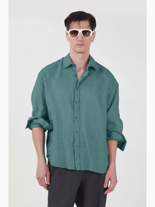Chemise homme à manches longues en mélange de lin oversize giesto - Kiabi
