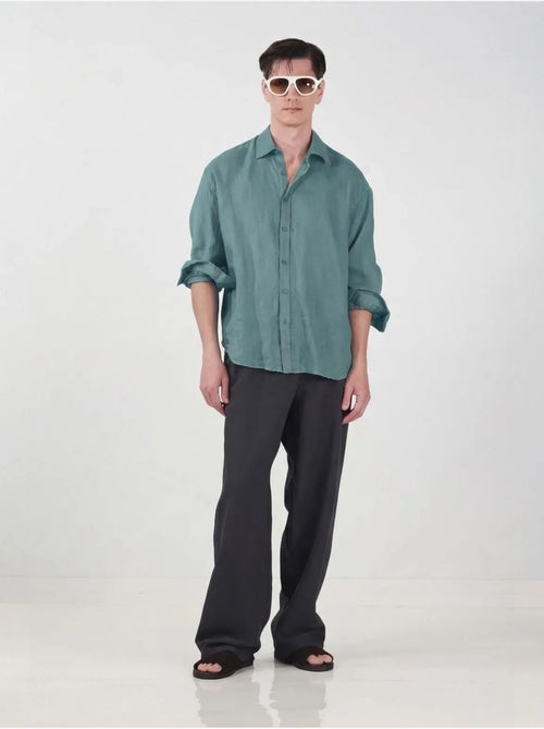 Chemise homme à manches longues en mélange de lin oversize giesto - Kiabi
