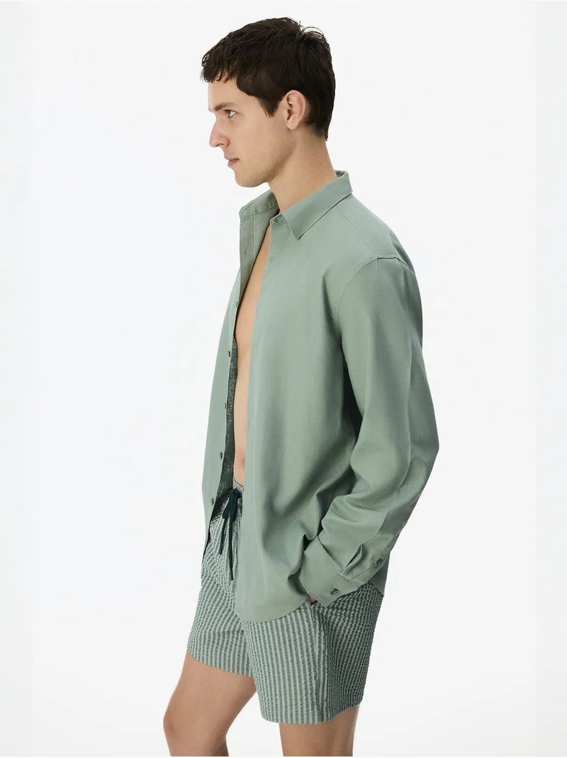 Chemise homme air en mélange de lin penti Vert menthe - Kiabi