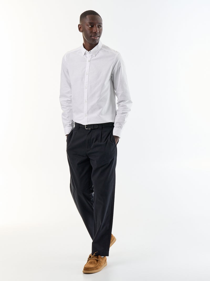 Chemise homme en coton à manches longues Blanc - Kiabi
