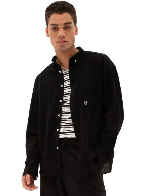 Chemise homme en coton à manches longues et col boutonné giesto - Kiabi