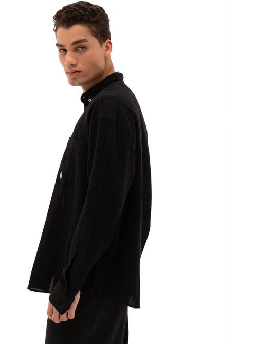 Chemise homme en coton à manches longues et col boutonné giesto - Kiabi