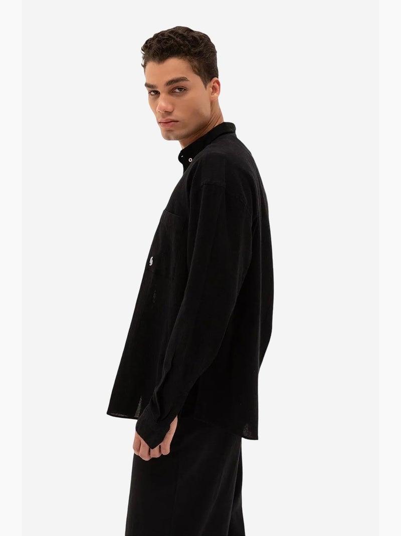 Chemise homme en coton giesto Noir - Kiabi