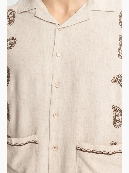Chemise homme en popeline de coton brodée à manches courtes giesto - Kiabi