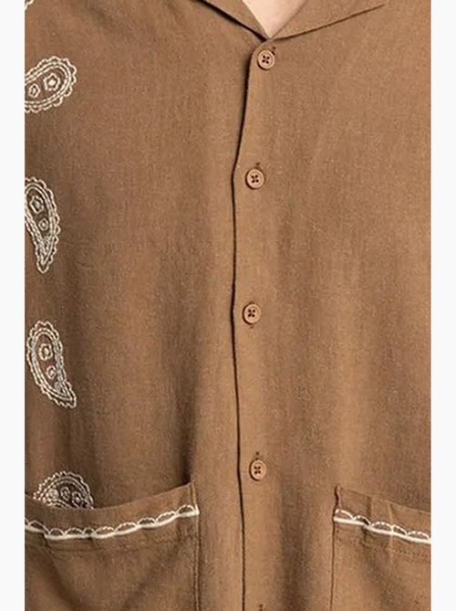 Chemise homme en popeline de coton brodée à manches courtes giesto - Kiabi