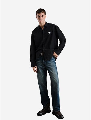 Chemise homme en popeline de coton brodée giesto