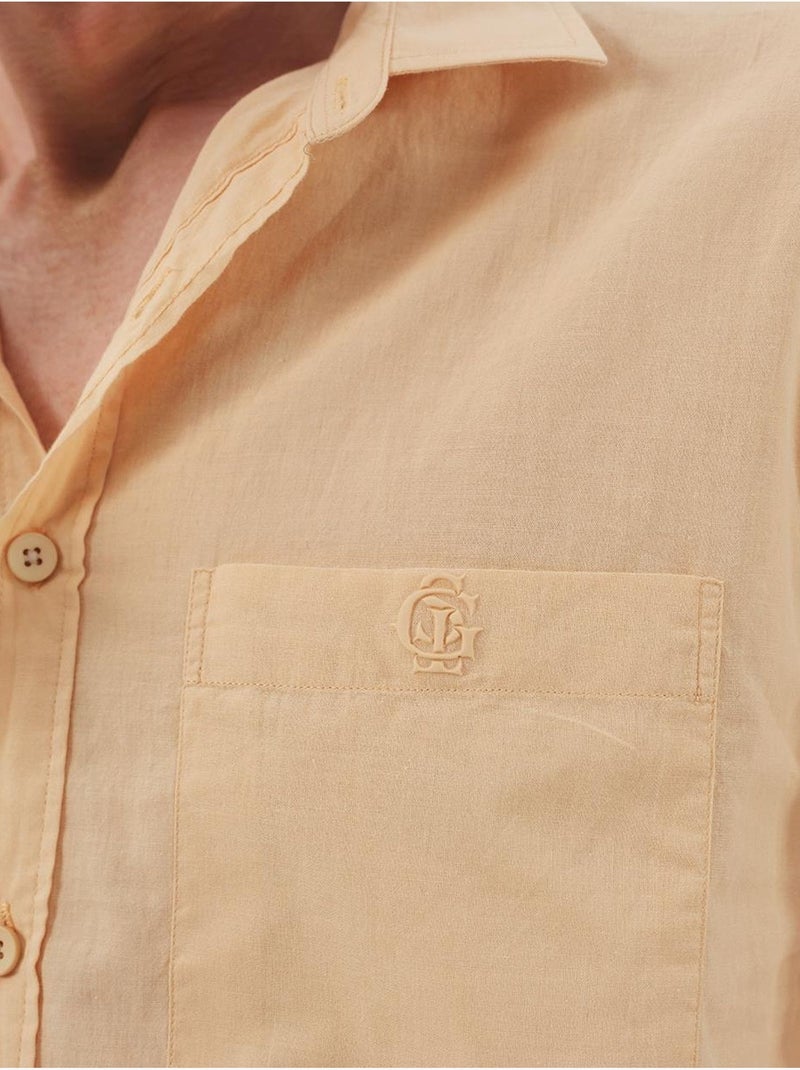 Chemise homme en popeline de coton coupe classique giesto Beige naturel - Kiabi