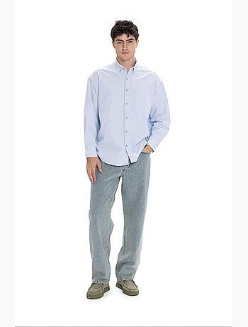 Chemise homme en popeline de coton texturée giesto
