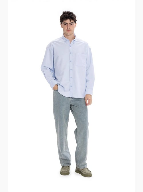 Chemise homme en popeline de coton texturée giesto - Kiabi Chemise homme en popeline de coton texturée giesto - Kiabi