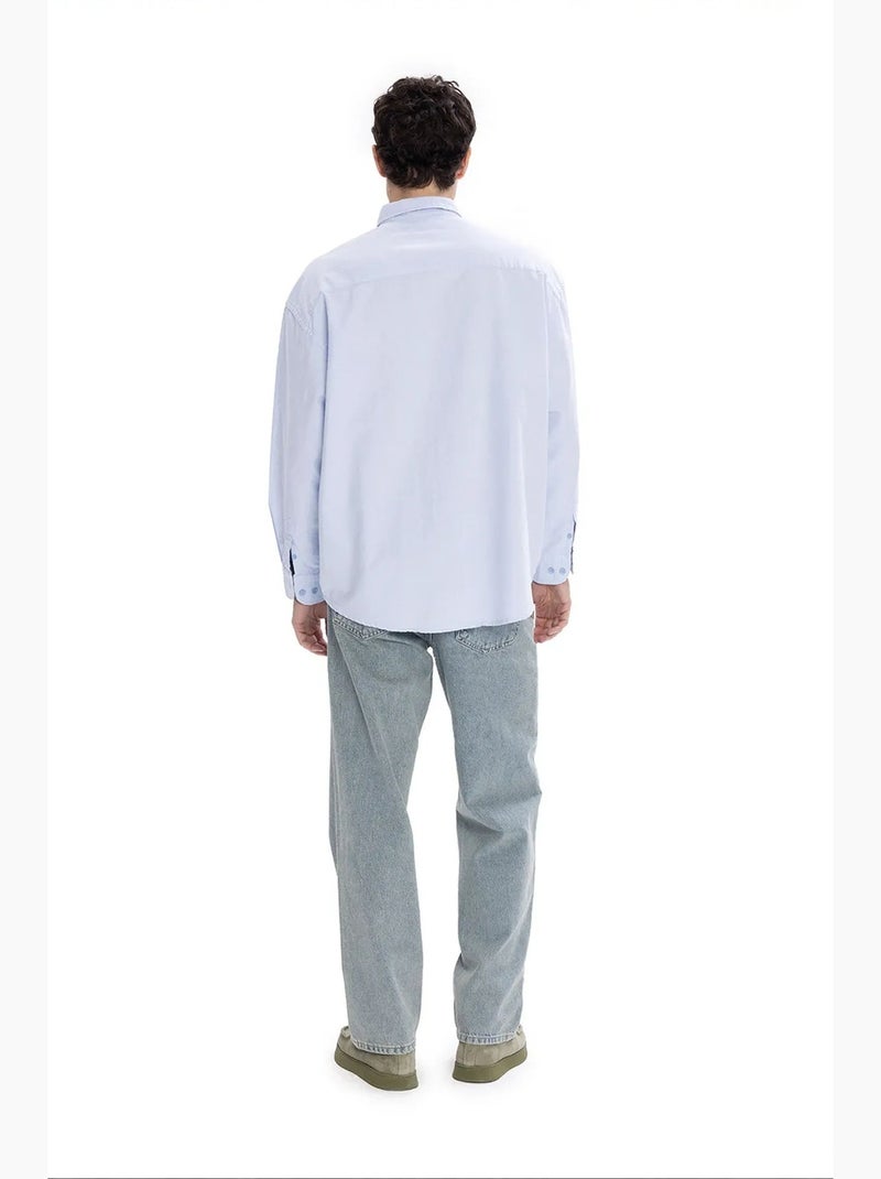 Chemise homme en popeline de coton texturée giesto Bleu ciel - Kiabi