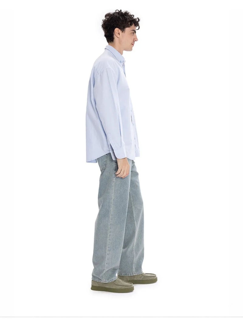 Chemise homme en popeline de coton texturée giesto Bleu ciel - Kiabi
