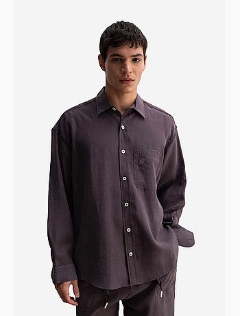 Chemise homme oversize à manches longues et poche giesto