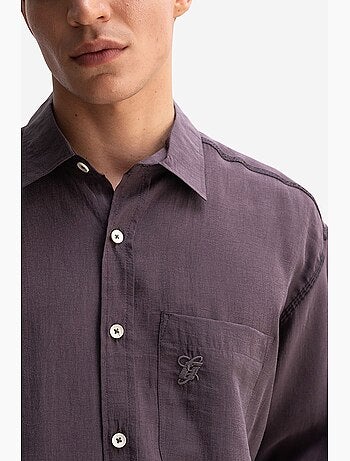 Chemise homme oversize à manches longues et poche giesto
