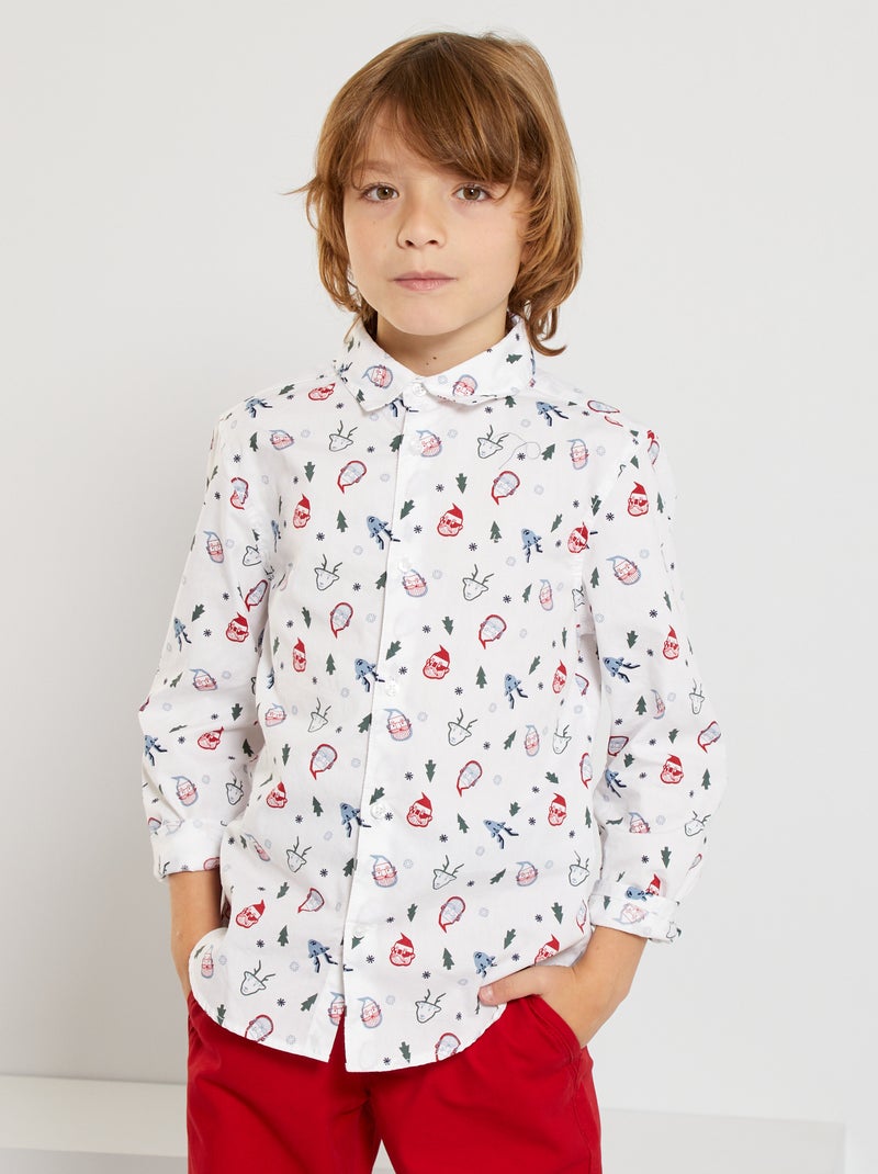 Chemise imprimé Noël blanc - Kiabi